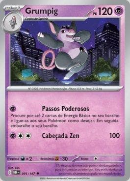 Carta Grumpig 091/197 do set Obsidiana em Chamas — Pokémon TCG | Bynx