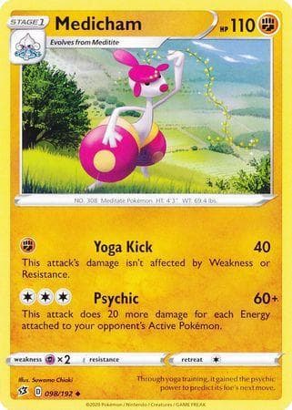 Carta Medicham 98/192 do set Rixa Rebelde — Pokémon TCG | Bynx