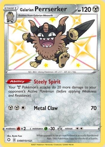 Carta Galarian Perrserker #SV087 do set Destinos Brilhantes (Shiny) — Pokémon TCG | Bynx