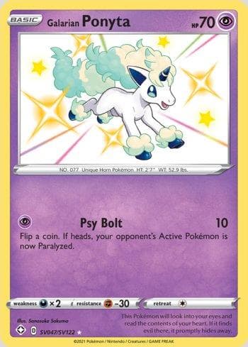 Carta Galarian Ponyta #SV047 do set Destinos Brilhantes (Shiny) — Pokémon TCG | Bynx