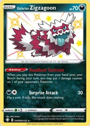 Carta Galarian Zigzagoon #SV078 do set Destinos Brilhantes (Shiny) — Pokémon TCG | Bynx