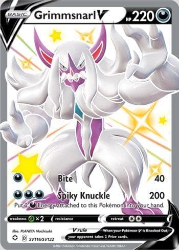 Carta Grimmsnarl-V #SV116 do set Destinos Brilhantes (Shiny) — Pokémon TCG | Bynx