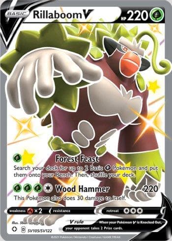 Carta Rillaboom-V #SV105 do set Destinos Brilhantes (Shiny) — Pokémon TCG | Bynx