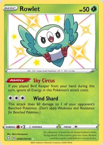 Carta Rowlet #SV001 do set Destinos Brilhantes (Shiny) — Pokémon TCG | Bynx