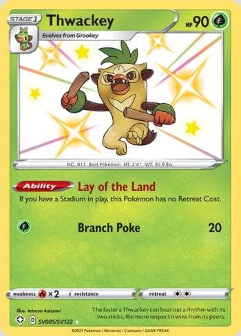 Carta Thwackey #SV005 do set Destinos Brilhantes (Shiny) — Pokémon TCG | Bynx