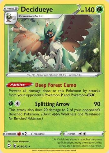 Carta Decidueye 8/72 do set Destinos Brilhantes — Pokémon TCG | Bynx