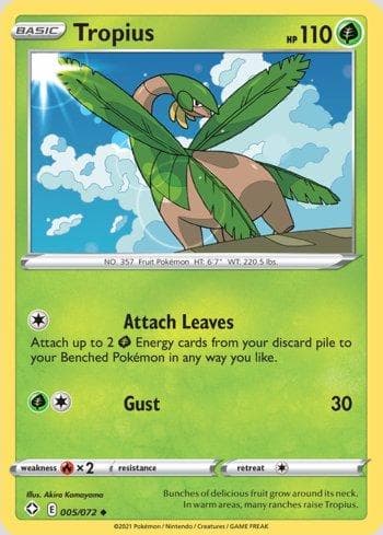 Carta Tropius 5/72 do set Destinos Brilhantes — Pokémon TCG | Bynx