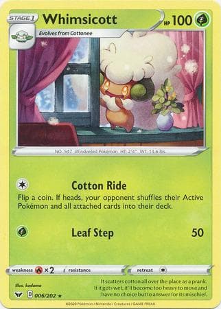 Carta Whimsicott 6/202 do set Espada e Escudo — Pokémon TCG | Bynx