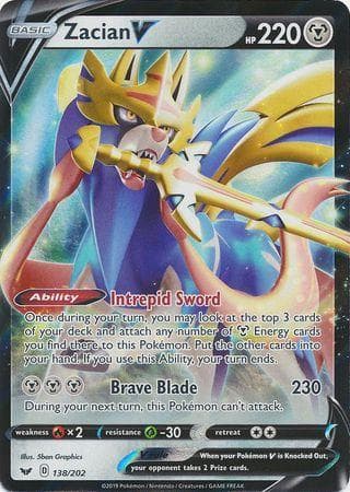 Carta Zacian-V 138/202 do set Espada e Escudo — Pokémon TCG | Bynx