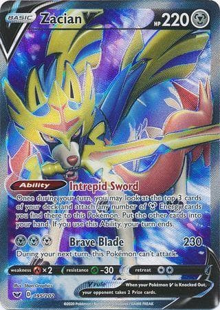 Carta Zacian-V 195/202 do set Espada e Escudo — Pokémon TCG | Bynx