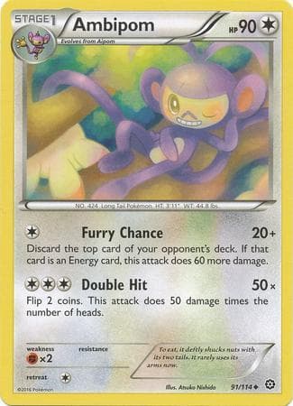 Carta Ambipom 91/114 do set Cerco de Vapor — Pokémon TCG | Bynx