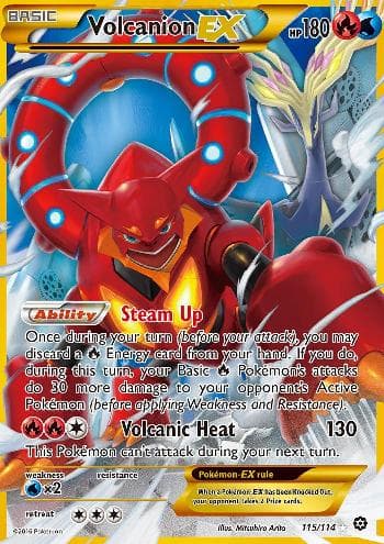 Carta Volcanion-EX 115/114 do set Cerco de Vapor — Pokémon TCG | Bynx