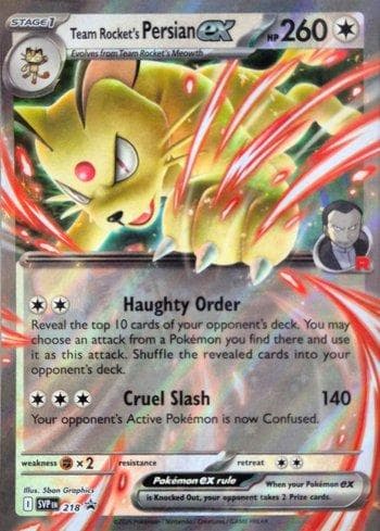 Carta Team Rocket's Persian ex 218/215 do set Escarlate e Violeta Promos — Pokémon TCG | Bynx