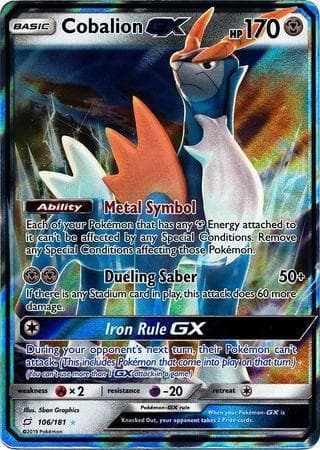 Carta Cobalion-GX 106/181 do set União de Aliados — Pokémon TCG | Bynx