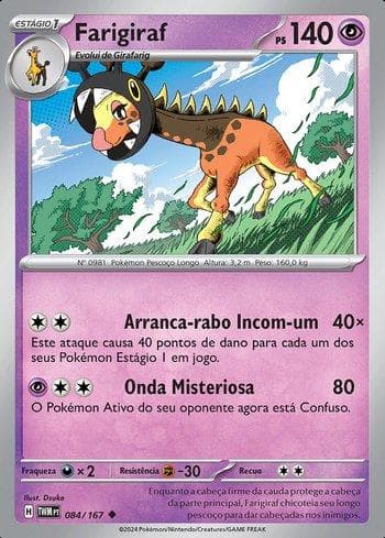 Carta Farigiraf 084/167 do set Máscaras do Crepúsculo — Pokémon TCG | Bynx