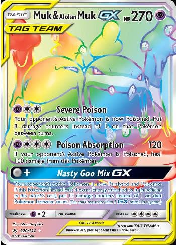 Carta Muk & Alolan Muk-GX 220/214 do set Elos Inquebráveis — Pokémon TCG | Bynx
