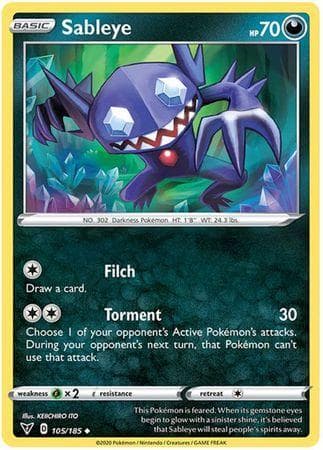 Carta Sableye 105/185 do set Voltagem Vívida — Pokémon TCG | Bynx