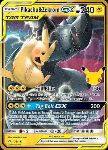 Pikachu e Zekrom-GX 033 — 30th Celebration — Cartas Clássicas