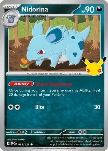 Carta Nidorina 088/128 do set 30th Celebration — Pokémon TCG | Bynx