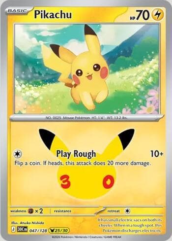 Carta Pikachu 047/128 do set 30th Celebration — Pokémon TCG | Bynx