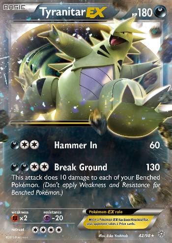 Carta Tyranitar-EX (42/98) do set Origens Ancestrais — Pokémon TCG | Bynx