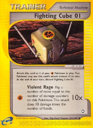 Carta Fighting Cube 01 (121/147) do set Aquapolis — Pokémon TCG | Bynx