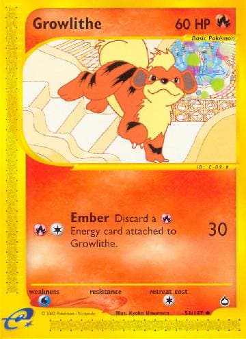 Carta Growlithe (51/147) do set Aquapolis — Pokémon TCG | Bynx