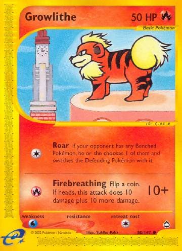 Carta Growlithe (80/147) do set Aquapolis — Pokémon TCG | Bynx