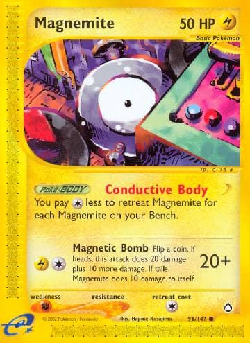 Carta Magnemite (91/147) do set Aquapolis — Pokémon TCG | Bynx