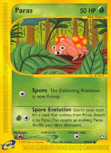 Carta Paras (99/147) do set Aquapolis — Pokémon TCG | Bynx