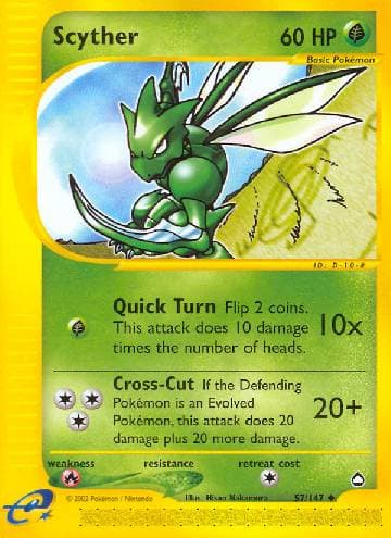 Carta Scyther (57/147) do set Aquapolis — Pokémon TCG | Bynx