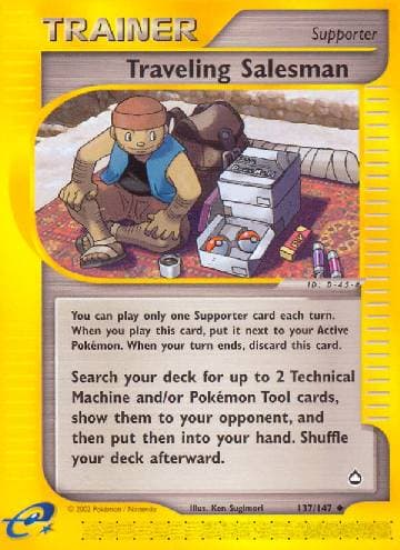 Carta Traveling Salesman (137/147) do set Aquapolis — Pokémon TCG | Bynx