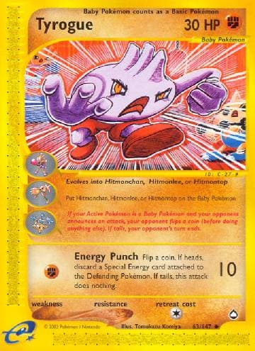 Carta Tyrogue (63/147) do set Aquapolis — Pokémon TCG | Bynx