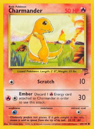 Carta Charmander (69/130) do set Base Set 2 — Pokémon TCG | Bynx