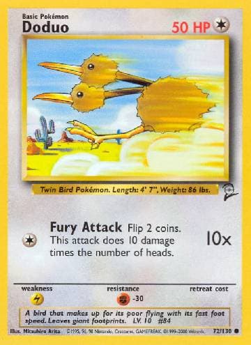 Carta Doduo (72/130) do set Base Set 2 — Pokémon TCG | Bynx