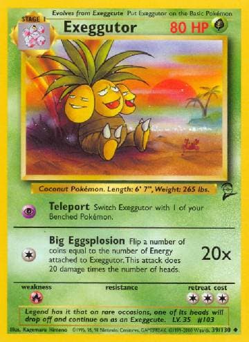 Carta Exeggutor (39/130) do set Base Set 2 — Pokémon TCG | Bynx