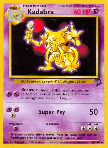 Carta Kadabra (46/130) do set Base Set 2 — Pokémon TCG | Bynx