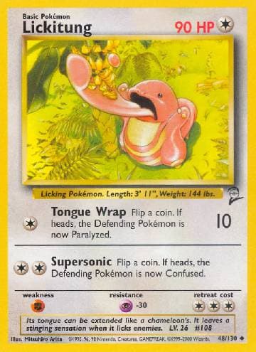 Carta Lickitung (48/130) do set Base Set 2 — Pokémon TCG | Bynx