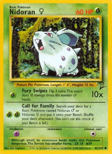Carta Nidoran Female (82/130) do set Base Set 2 — Pokémon TCG | Bynx