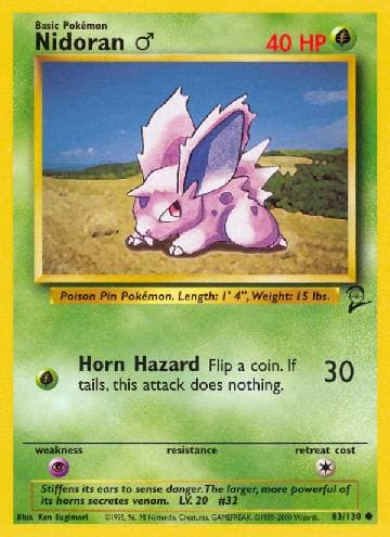 Carta Nidoran Male (83/130) do set Base Set 2 — Pokémon TCG | Bynx