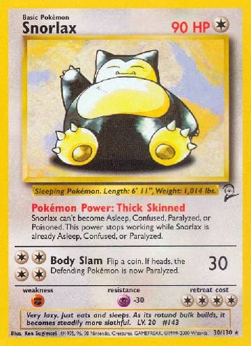Carta Snorlax (30/130) do set Base Set 2 — Pokémon TCG | Bynx