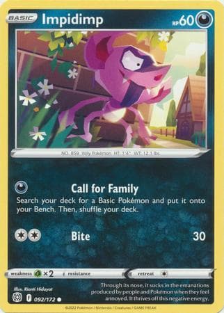 Carta Impidimp (92/172) do set Astros Cintilantes — Pokémon TCG | Bynx