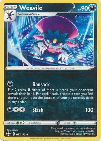 Carta Weavile (87/172) do set Astros Cintilantes — Pokémon TCG | Bynx