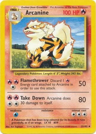 Carta Arcanine (23/102) do set Coleção Básica — Pokémon TCG | Bynx