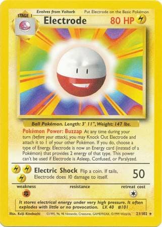 Carta Electrode (21/102) do set Coleção Básica — Pokémon TCG | Bynx