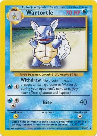 Carta Wartortle (42/102) do set Coleção Básica — Pokémon TCG | Bynx