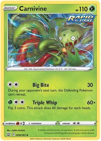 Carta Carnivine (9/163) do set Estilos de Batalha — Pokémon TCG | Bynx
