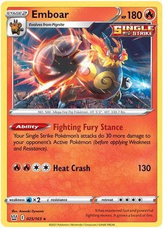 Carta Emboar (25/163) do set Estilos de Batalha — Pokémon TCG | Bynx