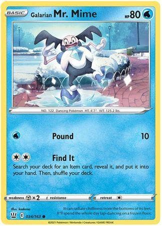 Carta Galarian Mr. Mime (34/163) do set Estilos de Batalha — Pokémon TCG | Bynx