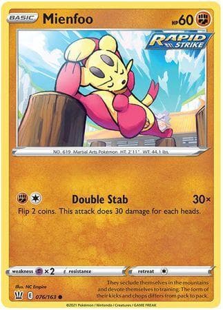 Carta Mienfoo (76/163) do set Estilos de Batalha — Pokémon TCG | Bynx